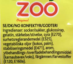 Zoo ingrediensförteckning